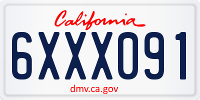 CA license plate 6XXX091