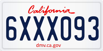 CA license plate 6XXX093