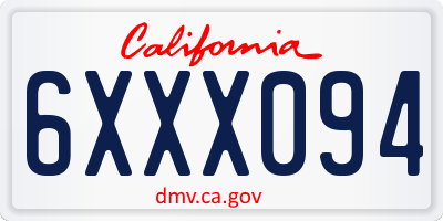 CA license plate 6XXX094