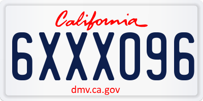 CA license plate 6XXX096