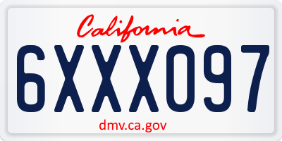 CA license plate 6XXX097