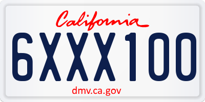CA license plate 6XXX100