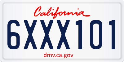 CA license plate 6XXX101