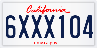 CA license plate 6XXX104