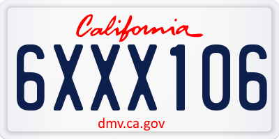 CA license plate 6XXX106