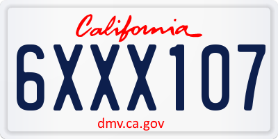 CA license plate 6XXX107