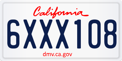 CA license plate 6XXX108