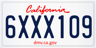 CA license plate 6XXX109