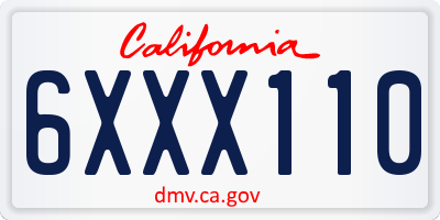 CA license plate 6XXX110