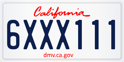 CA license plate 6XXX111