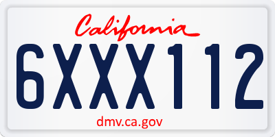 CA license plate 6XXX112
