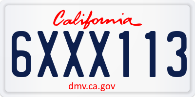CA license plate 6XXX113
