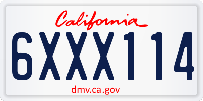 CA license plate 6XXX114