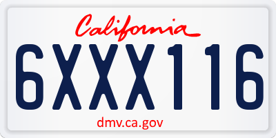 CA license plate 6XXX116