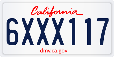 CA license plate 6XXX117