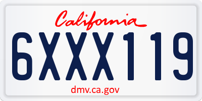 CA license plate 6XXX119
