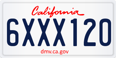 CA license plate 6XXX120