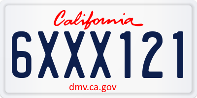CA license plate 6XXX121