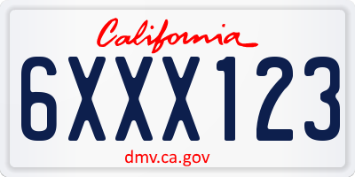 CA license plate 6XXX123