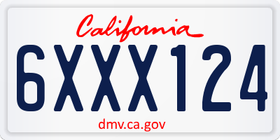 CA license plate 6XXX124