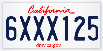 CA license plate 6XXX125