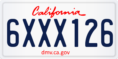 CA license plate 6XXX126