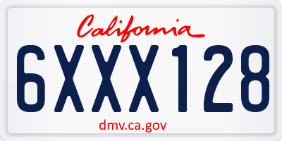 CA license plate 6XXX128