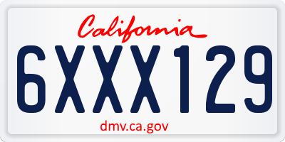 CA license plate 6XXX129