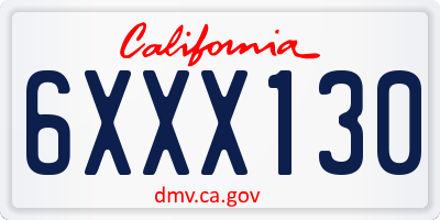 CA license plate 6XXX130