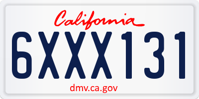 CA license plate 6XXX131