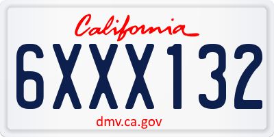CA license plate 6XXX132