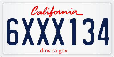 CA license plate 6XXX134