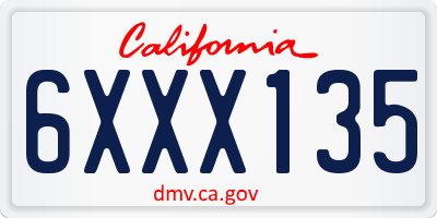 CA license plate 6XXX135