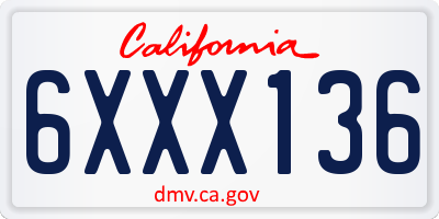 CA license plate 6XXX136