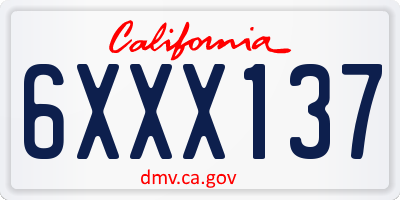CA license plate 6XXX137