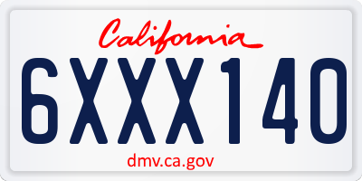 CA license plate 6XXX140