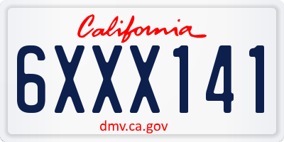 CA license plate 6XXX141