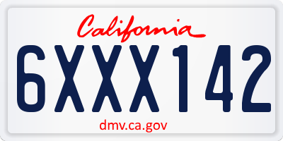 CA license plate 6XXX142
