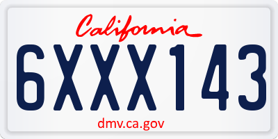 CA license plate 6XXX143