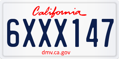 CA license plate 6XXX147