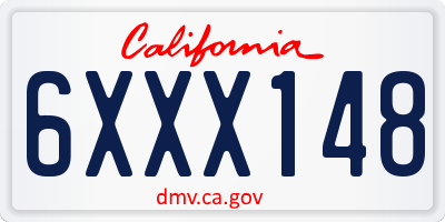 CA license plate 6XXX148