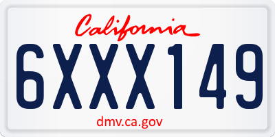 CA license plate 6XXX149