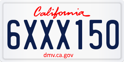 CA license plate 6XXX150