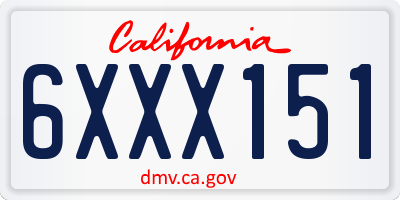CA license plate 6XXX151