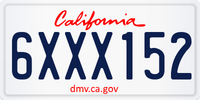 CA license plate 6XXX152