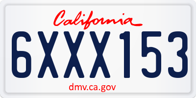 CA license plate 6XXX153