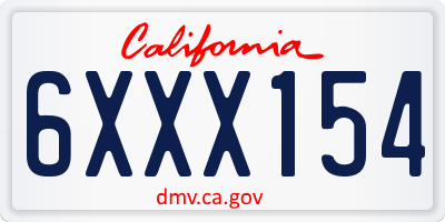 CA license plate 6XXX154