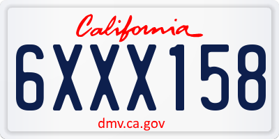CA license plate 6XXX158