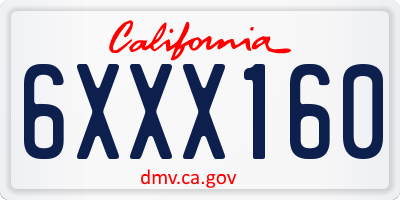 CA license plate 6XXX160