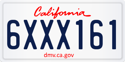 CA license plate 6XXX161